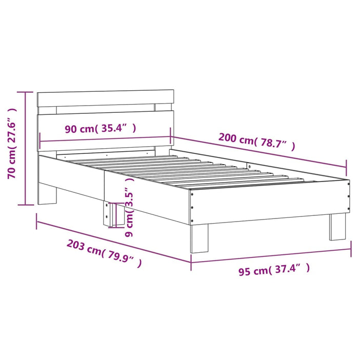 Cadru Pat fara Saltea cu Tablie Alb 90x200 cm