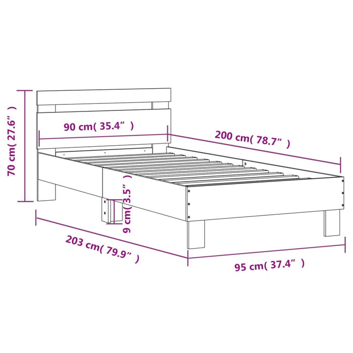 Bed Frame without Mattress with Headboard Black 90x200 cm