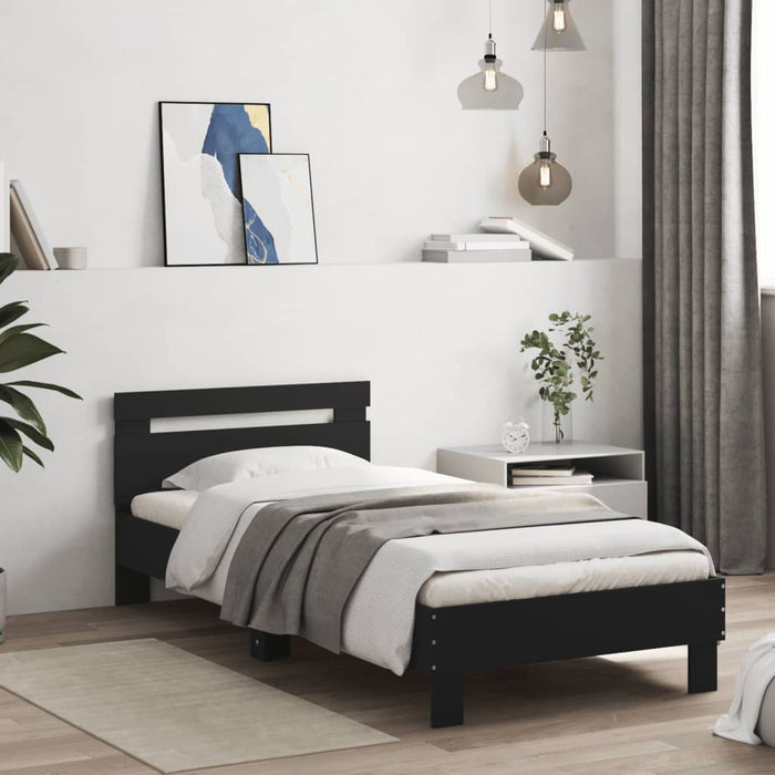 Bed Frame without Mattress with Headboard Black 90x200 cm