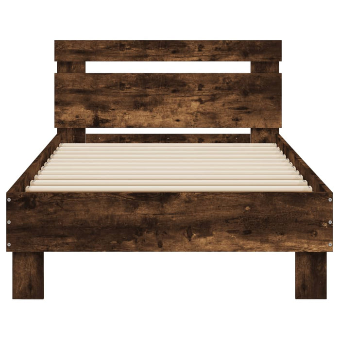 Bed Frame without Mattress with Headboard Smoked Oak 90x200 cm