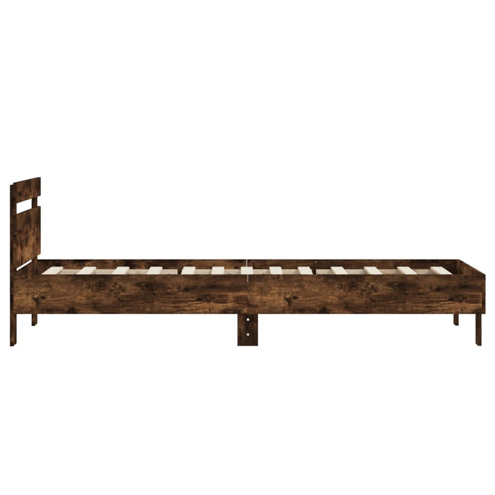 Bed Frame without Mattress with Headboard Smoked Oak 90x200 cm