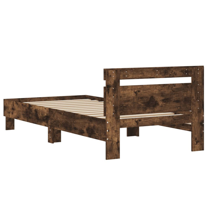 Bed Frame without Mattress with Headboard Smoked Oak 90x200 cm