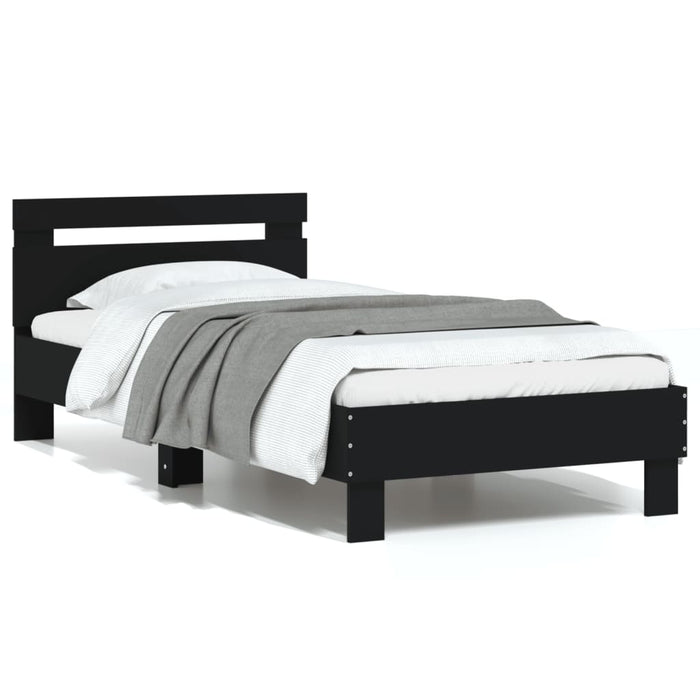 Bed Frame without Mattress with Headboard Black 90x190 cm Single