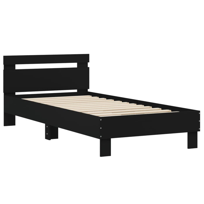 Bed Frame without Mattress with Headboard Black 90x190 cm Single