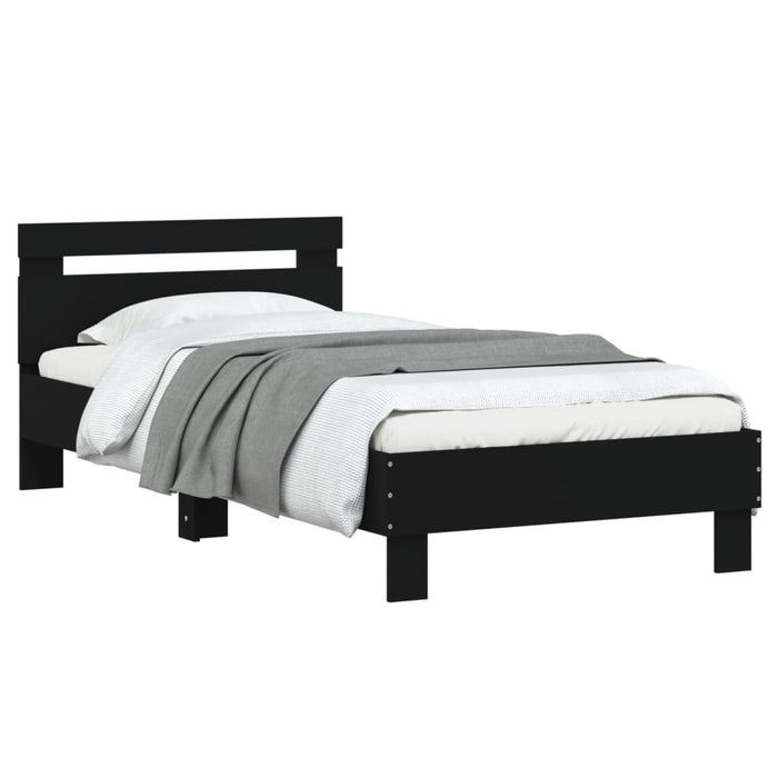 Bed Frame without Mattress with Headboard Black 90x190 cm Single