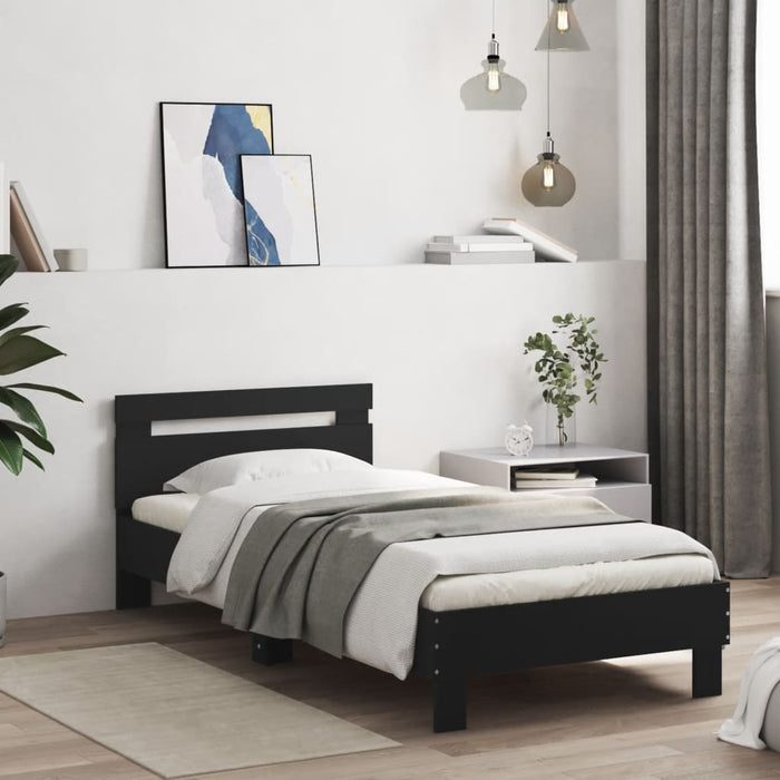 Bed Frame without Mattress with Headboard Black 90x190 cm Single