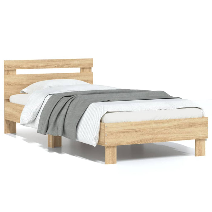 Bed Frame without Mattress with Headboard Sonoma Oak 90x190 cm Single