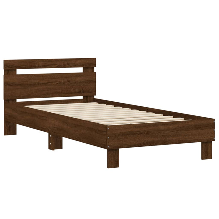 Bed Frame without Mattress with Headboard Brown Oak 90x190 cm Single