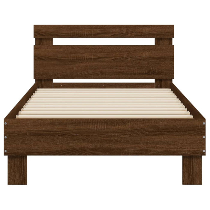 Bed Frame without Mattress with Headboard Brown Oak 90x190 cm Single