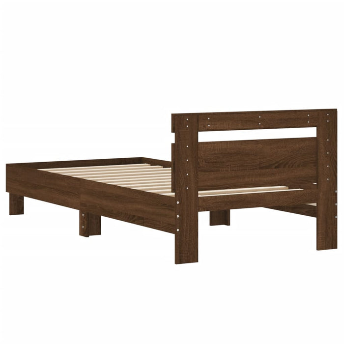 Bed Frame without Mattress with Headboard Brown Oak 90x190 cm Single