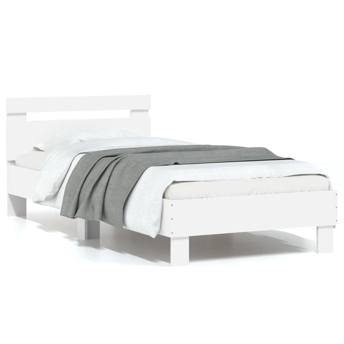 Bed Frame without Mattress with Headboard White 75x190 cm Small Single