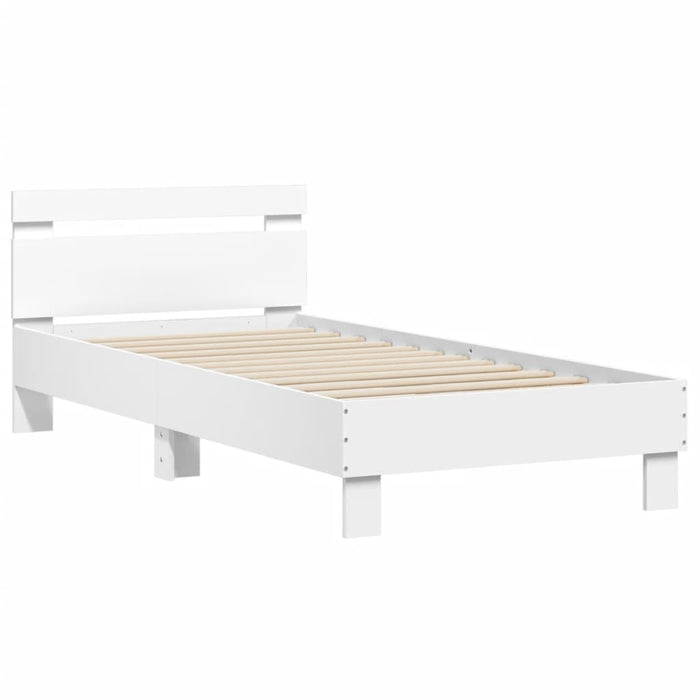 Bed Frame without Mattress with Headboard White 75x190 cm Small Single