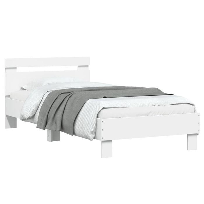 Bed Frame without Mattress with Headboard White 75x190 cm Small Single