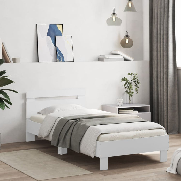 Bed Frame without Mattress with Headboard White 75x190 cm Small Single