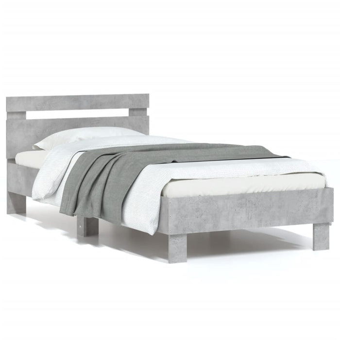 Bed Frame without Mattress with Headboard Concrete Grey 75x190 cm Small Single