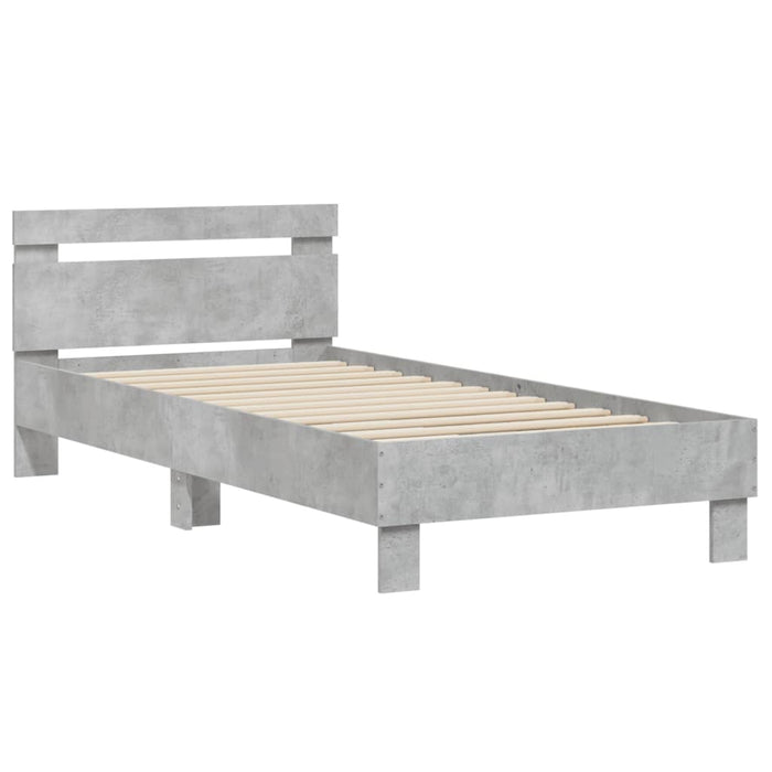 Bed Frame without Mattress with Headboard Concrete Grey 75x190 cm Small Single