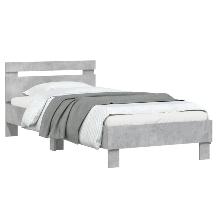 Bed Frame without Mattress with Headboard Concrete Grey 75x190 cm Small Single