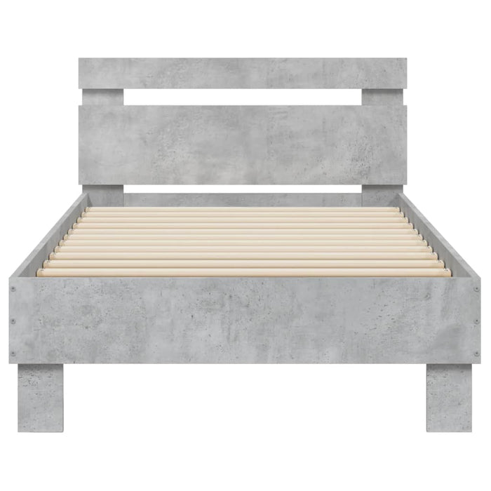 Bed Frame without Mattress with Headboard Concrete Grey 75x190 cm Small Single