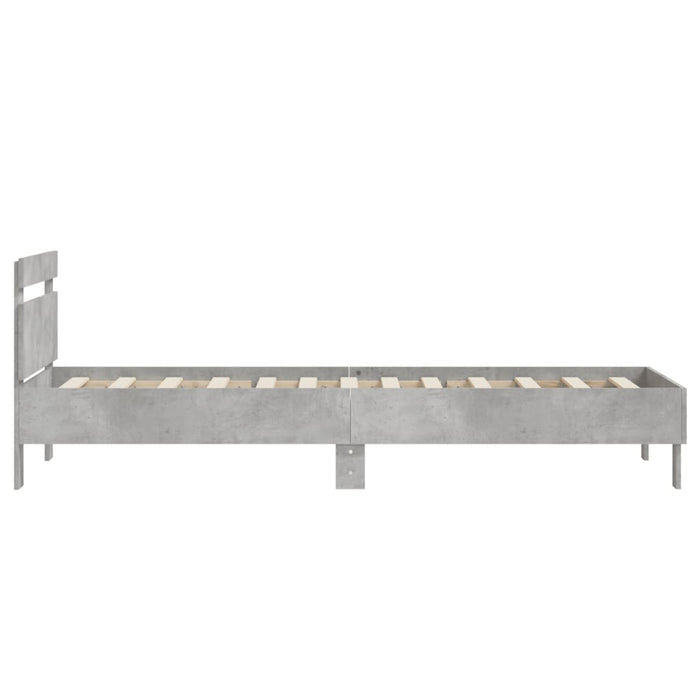 Bed Frame without Mattress with Headboard Concrete Grey 75x190 cm Small Single