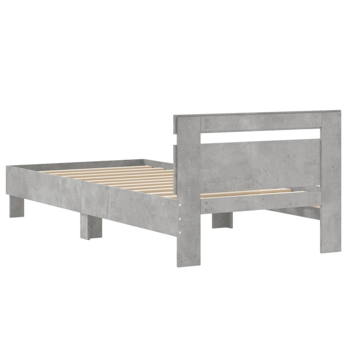 Bed Frame without Mattress with Headboard Concrete Grey 75x190 cm Small Single