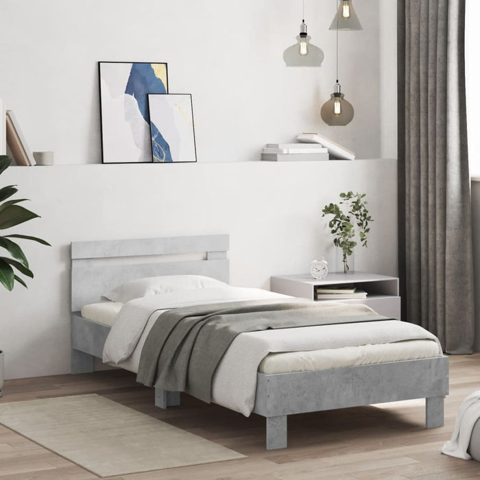 Bed Frame without Mattress with Headboard Concrete Grey 75x190 cm Small Single