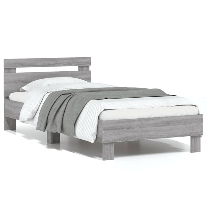 Bed Frame without Mattress with Headboard Grey Sonoma 75x190 cm Small Single