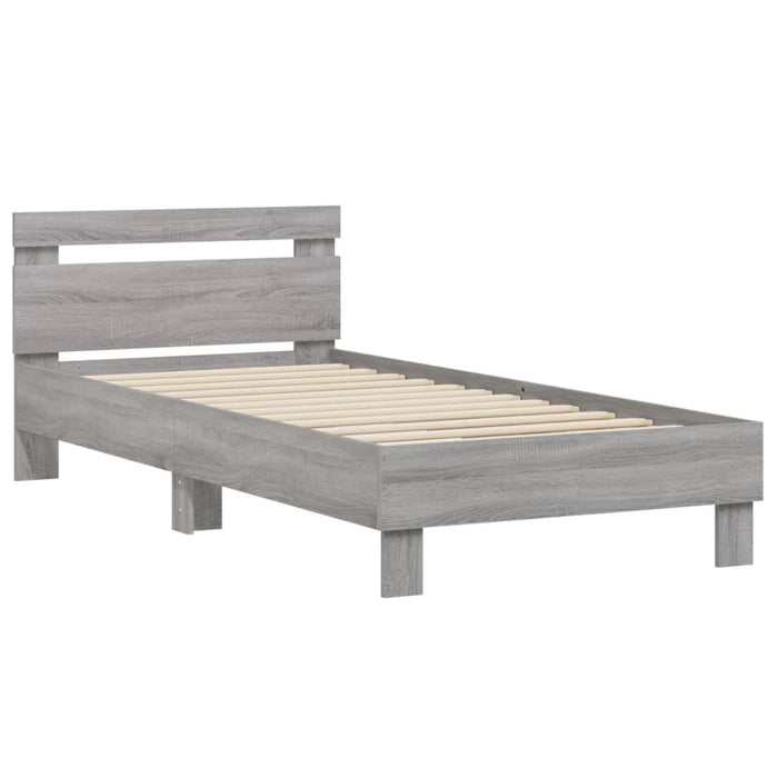 Bed Frame without Mattress with Headboard Grey Sonoma 75x190 cm Small Single