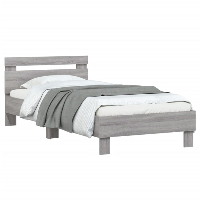 Bed Frame without Mattress with Headboard Grey Sonoma 75x190 cm Small Single