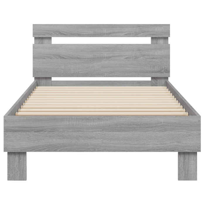 Bed Frame without Mattress with Headboard Grey Sonoma 75x190 cm Small Single