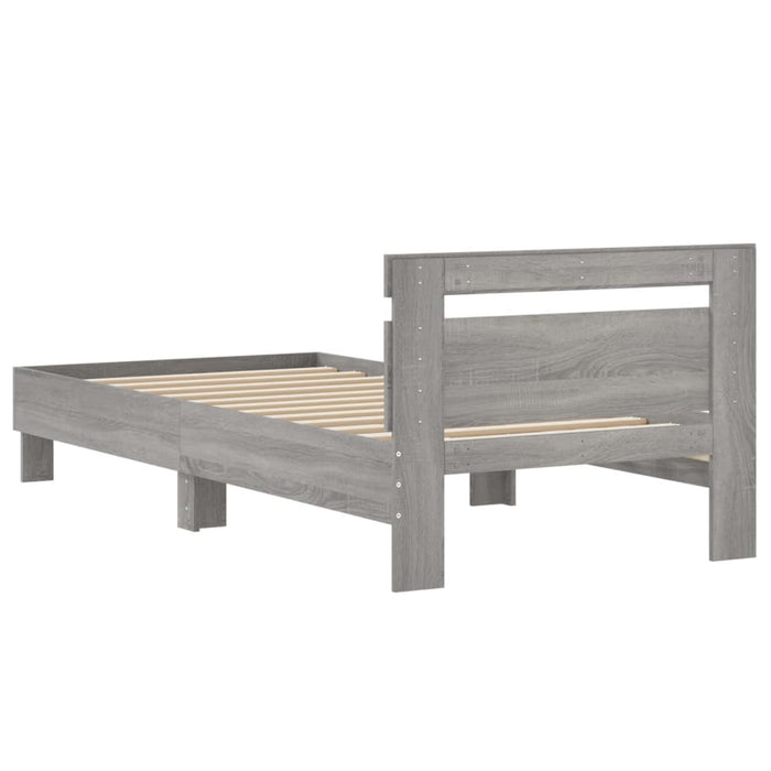 Bed Frame without Mattress with Headboard Grey Sonoma 75x190 cm Small Single