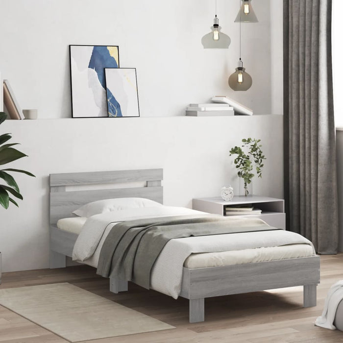 Bed Frame without Mattress with Headboard Grey Sonoma 75x190 cm Small Single