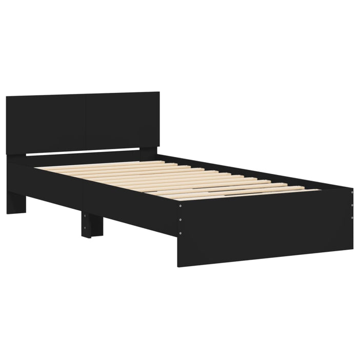 Bed Frame without Mattress with Headboard Black 100x200 cm