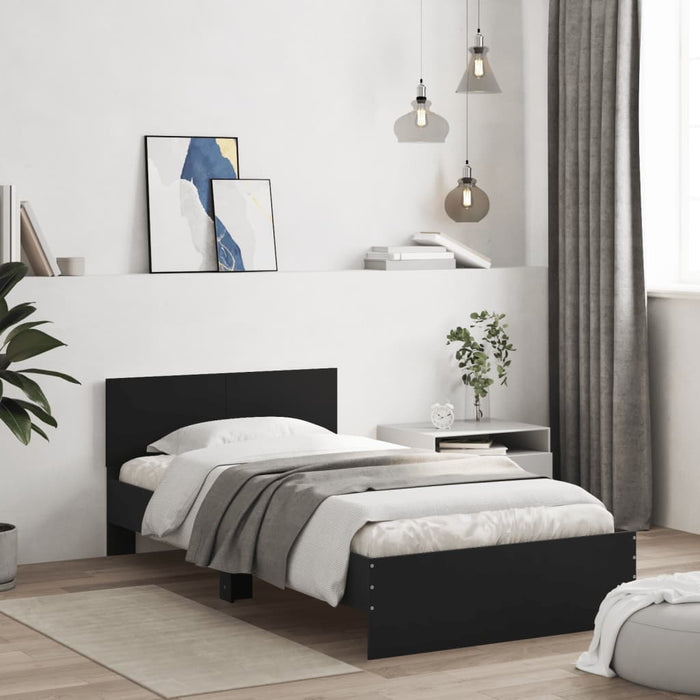 Bed Frame without Mattress with Headboard Black 100x200 cm