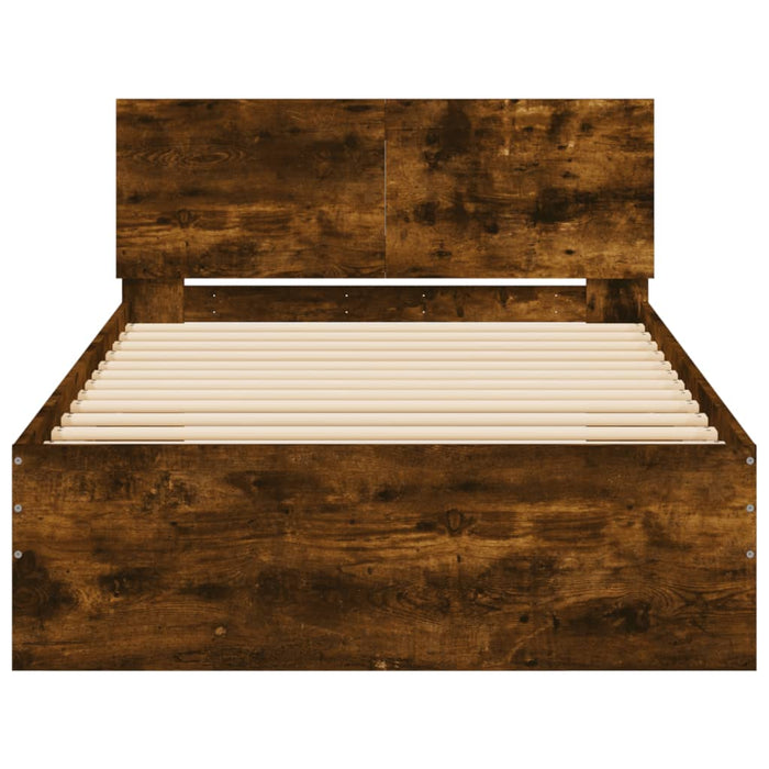 Bed Frame without Mattress with Headboard Smoked Oak 100x200 cm