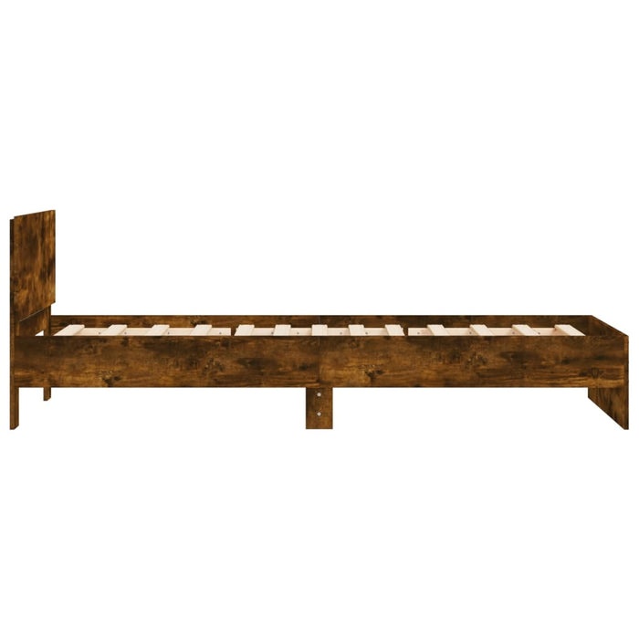 Bed Frame without Mattress with Headboard Smoked Oak 100x200 cm