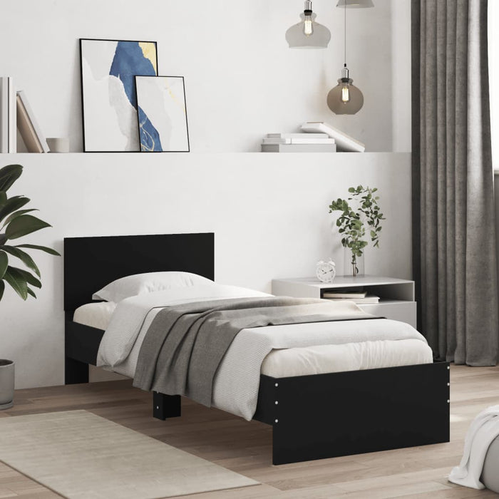 Bed Frame without Mattress with Headboard Black 90x200 cm