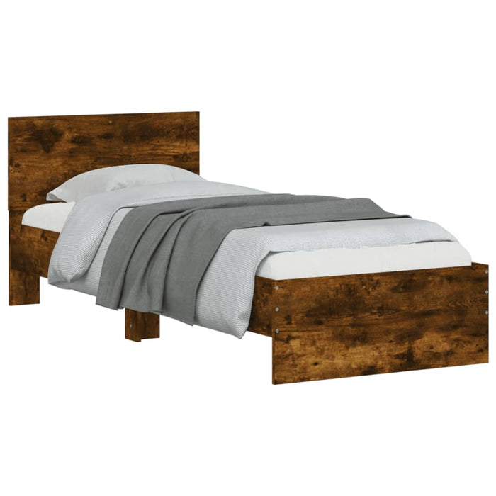 Bed Frame without Mattress with Headboard Smoked Oak 90x190 cm Single