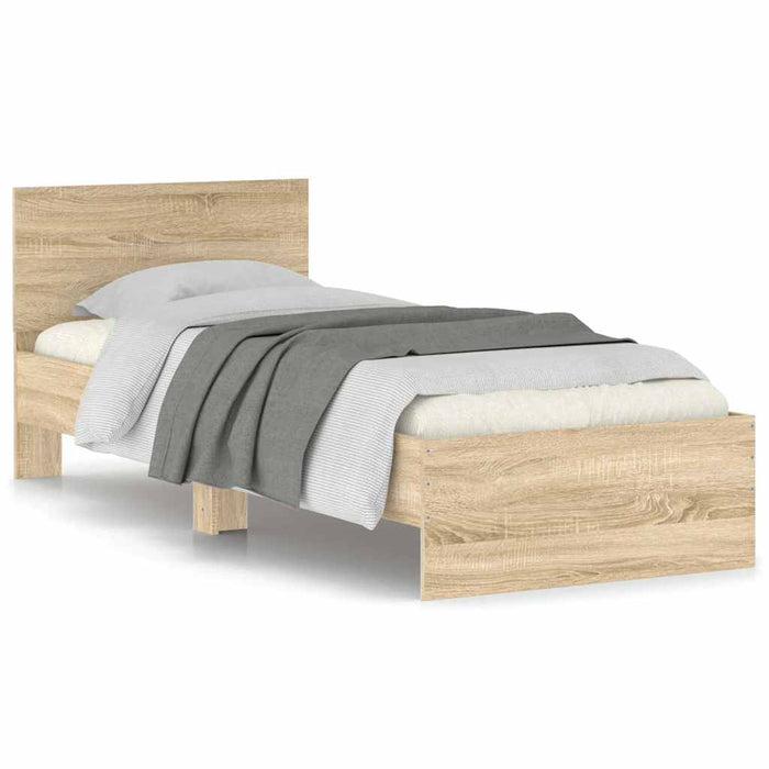 Bed Frame without Mattress with Headboard Sonoma Oak 75x190 cm Small Single