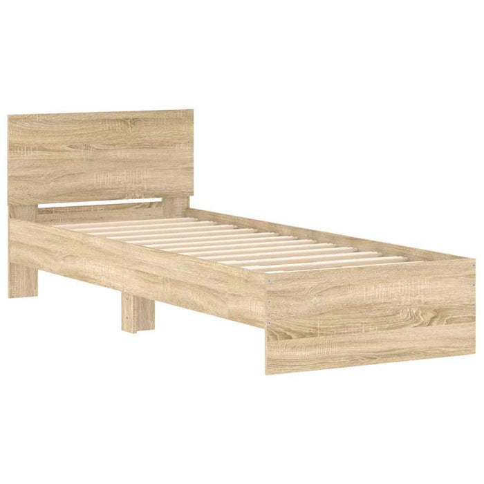 Bed Frame without Mattress with Headboard Sonoma Oak 75x190 cm Small Single