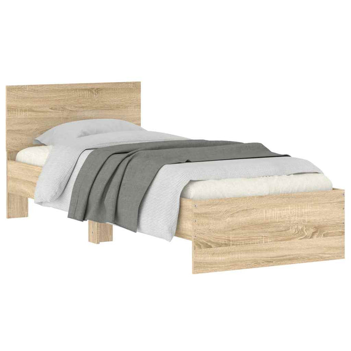 Bed Frame without Mattress with Headboard Sonoma Oak 75x190 cm Small Single