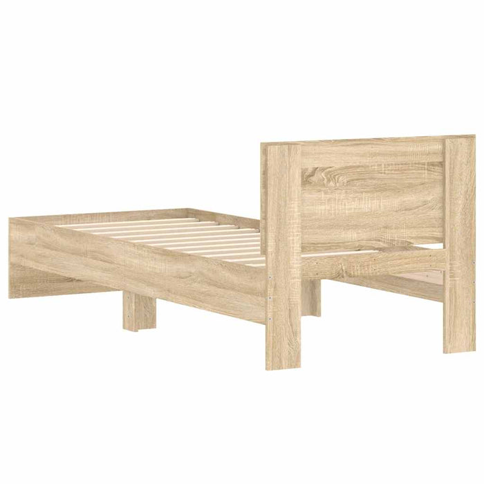 Bed Frame without Mattress with Headboard Sonoma Oak 75x190 cm Small Single