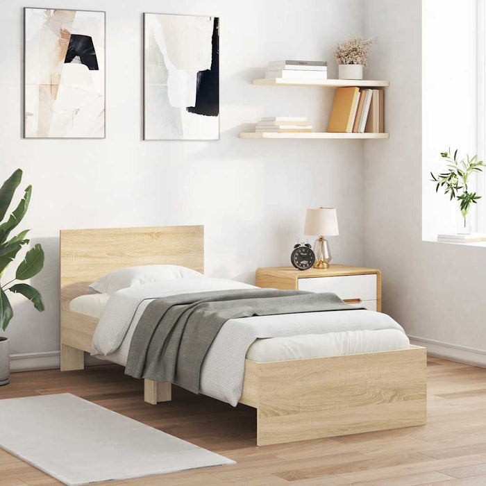 Bed Frame without Mattress with Headboard Sonoma Oak 75x190 cm Small Single