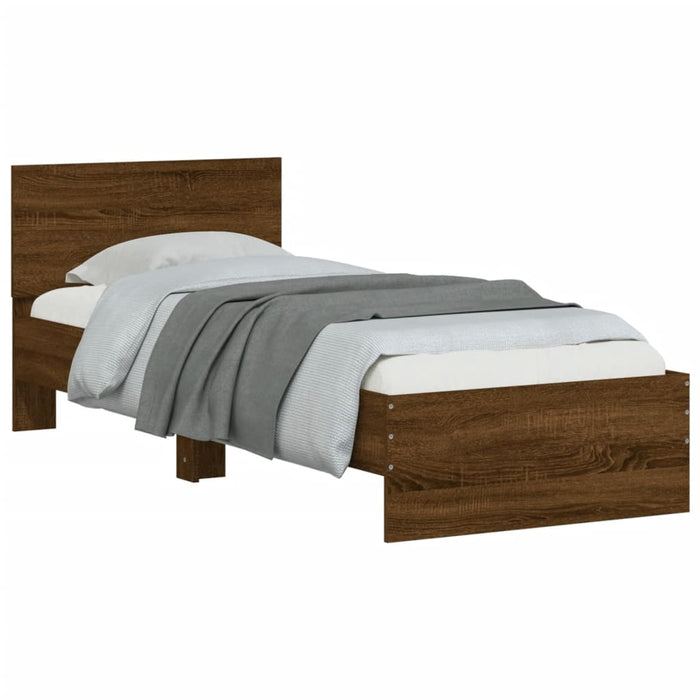 Bed Frame without Mattress with Headboard Brown Oak 75x190 cm Small Single