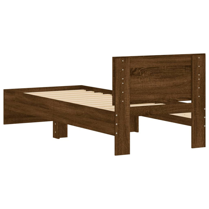 Bed Frame without Mattress with Headboard Brown Oak 75x190 cm Small Single