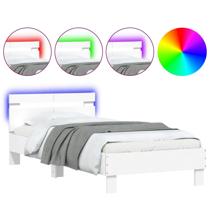 Bed Frame without Mattress with LED Lights White 100x200 cm