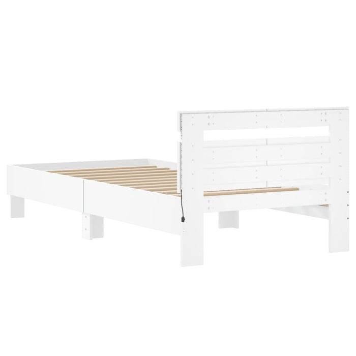 Bed Frame without Mattress with LED Lights White 100x200 cm