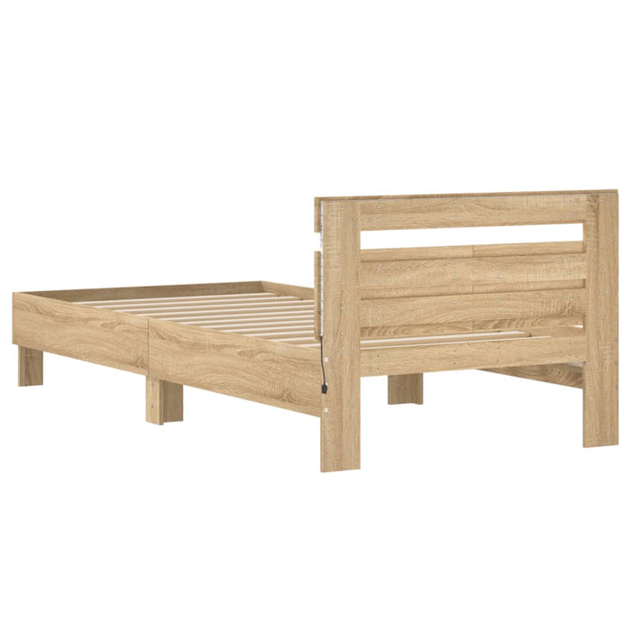 Bed Frame without Mattress with LED Lights Sonoma Oak 100x200 cm