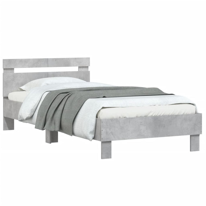 Bed Frame without Mattress with LED Lights Concrete Grey 100x200 cm