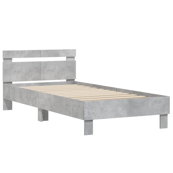 Bed Frame without Mattress with LED Lights Concrete Grey 100x200 cm