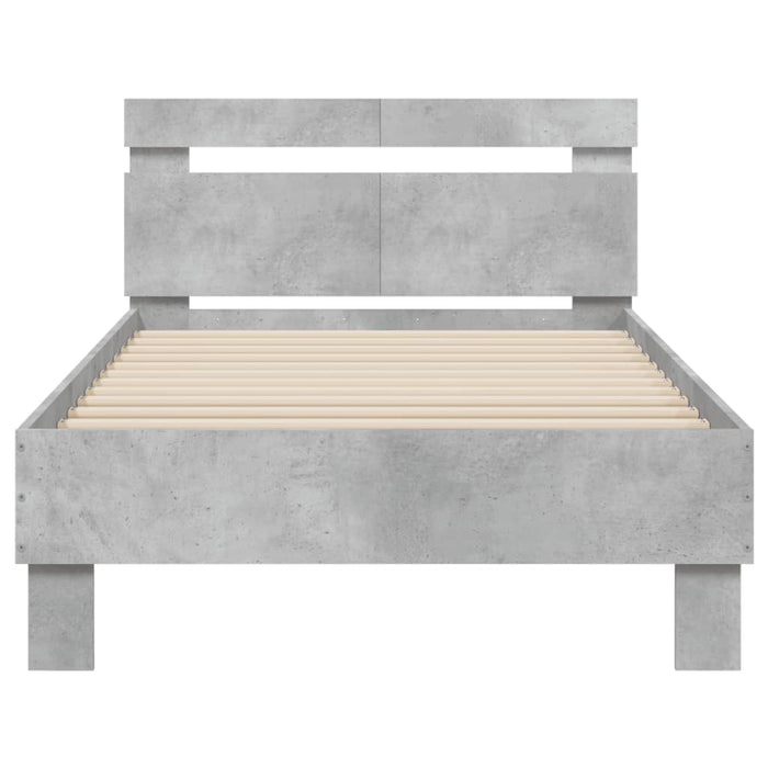 Bed Frame without Mattress with LED Lights Concrete Grey 100x200 cm